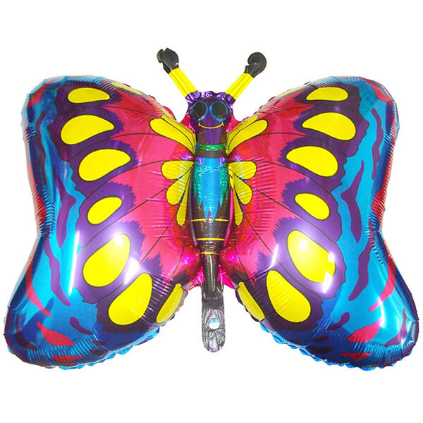Фольгированный шар бабочка синяя 35″/89 см с гелием