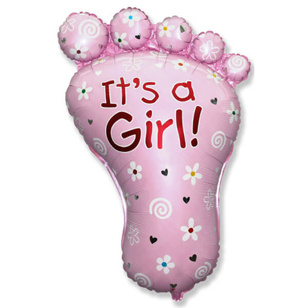 Фольгированный шар ножка девочки, розовая 38″/97 см с гелием